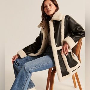 Abercrombie Sherpa Vegan Leather Coat
